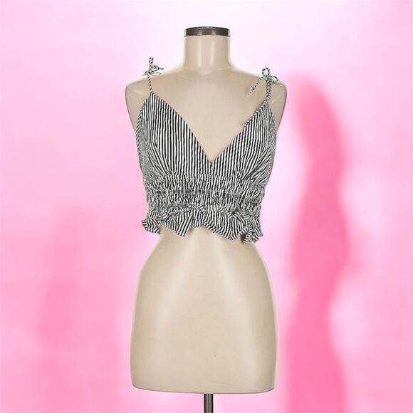 NEW! Womens Striped Cropped Tank Size L Boho Cottagecore Summer Blouse Large - Picture 1 of 9